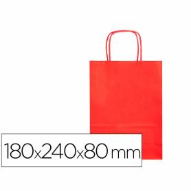Bolsa papel q-connect celulosa rojo xs con asa retorcida 180x240x80 mm