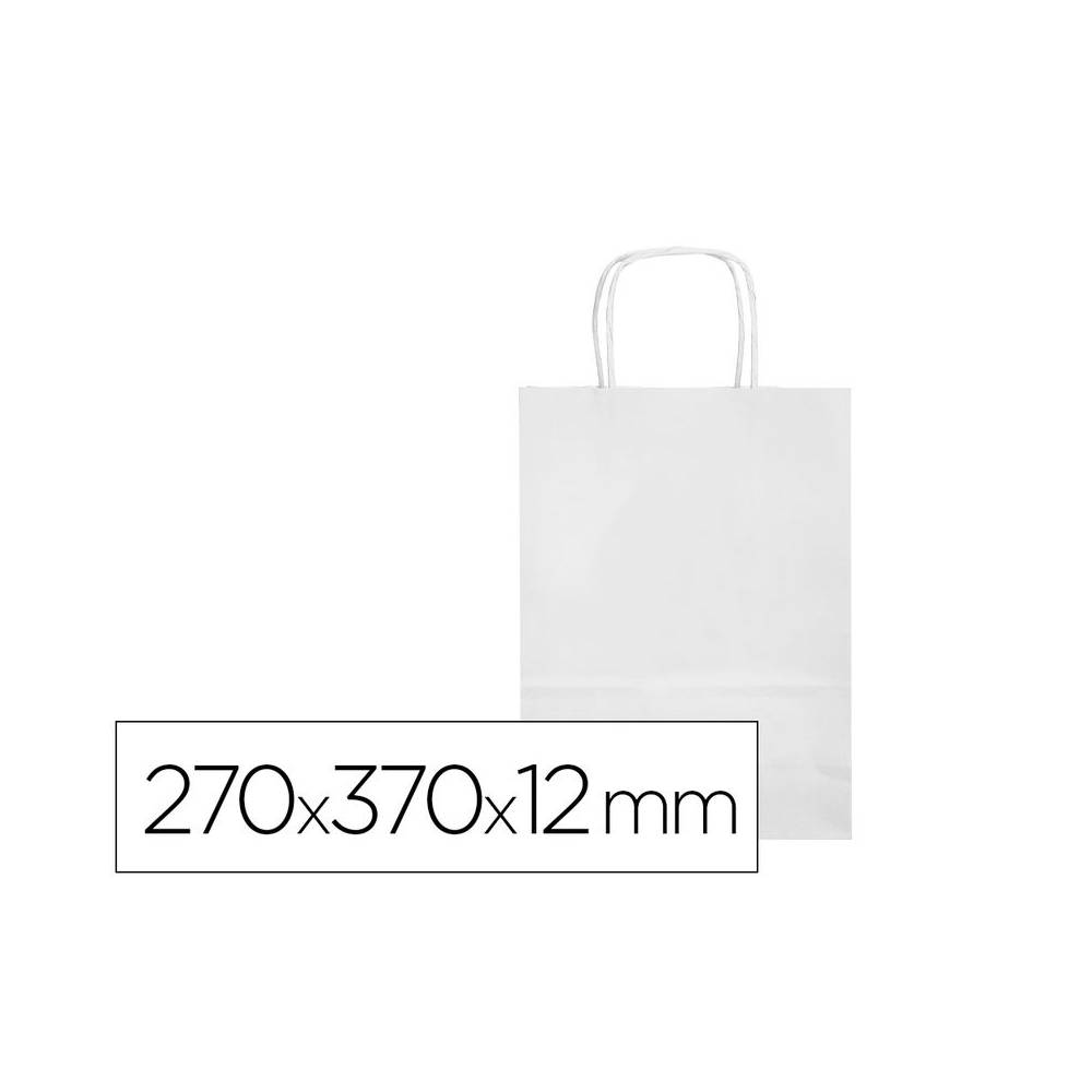 Bolsa papel q-connect celulosa blanco m con asa retorcida 270x370x12 mm