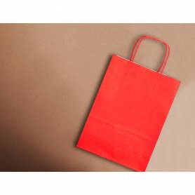 Bolsa papel q-connect celulosa rojo m con asa retorcida 270x370x12 mm