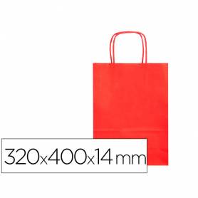Bolsa papel q-connect celulosa rojo l con asa retorcida 320x400x14 mm