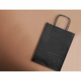 Bolsa papel q-connect celulosa negro l con asa retorcida 320x400x14 mm