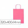 Bolsa papel q-connect celulosa rosa l con asa retorcida 320x400x14 mm - KF03762