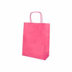 Bolsa papel q-connect celulosa rosa l con asa retorcida 320x400x14 mm