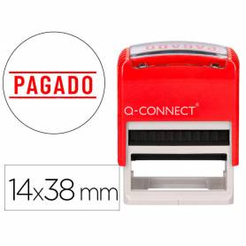 Sello entintado automatico q-connect pagado almohadilla 14x38 mm color rojo