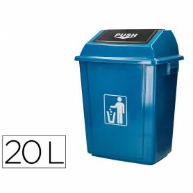 Papelera contenedor q-connect plastico con tapa de balancin 20 litros 340x240x450 mm azul
