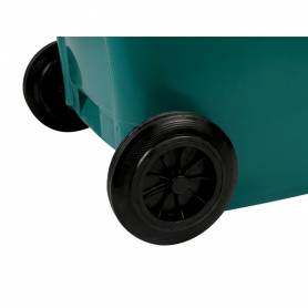Papelera contenedor q-connect plastico con tapadera y ruedas 240 litros 1040x620x610 mm verde