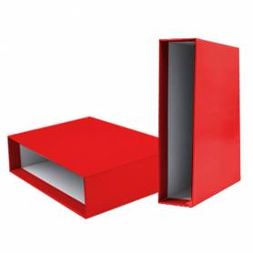 Caja archivador liderpapel de palanca carton folio documenta lomo 75mm color rojo
