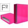 Caja archivador liderpapel de palanca carton folio documenta lomo 75 mm rosa - CZ36
