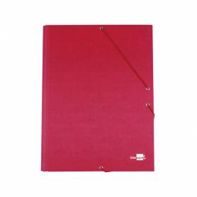 Carpeta liderpapel gomas folio 3 solapas carton forrado roja