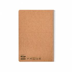 Cuaderno espiral liderpapel folio ecouse tapa cartulina kraft 80h papel reciclado 80 gr cuadro 4mm con margen