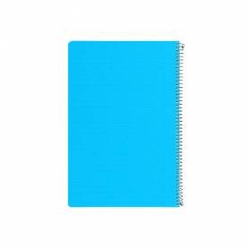 Cuaderno espiral liderpapel folio pautaguia tapa plastico 80h 75gr cuadro pautado 3mm con margen color azul