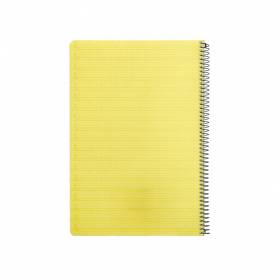 Cuaderno espiral liderpapel folio pautaguia tapa plastico 80h 75gr cuadro pautado 4mm con margen color amarillo