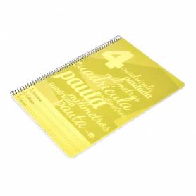 Cuaderno espiral liderpapel folio pautaguia tapa plastico 80h 75gr cuadro pautado 4mm con margen color amarillo