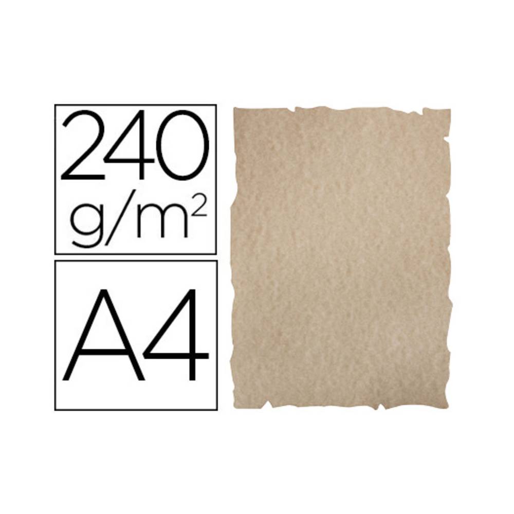 Papel color liderpapel pergamino con bordes a4 240g/m2 arena pack de 10 hojas