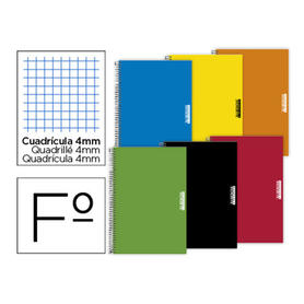 Cuaderno espiral papercop folio tapa extradura 80 hojas cuadro 4 mm con margen 70 gr colores surtidos