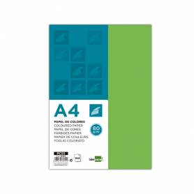 Papel color liderpapel a4 80g/m2 verde paquete de 100