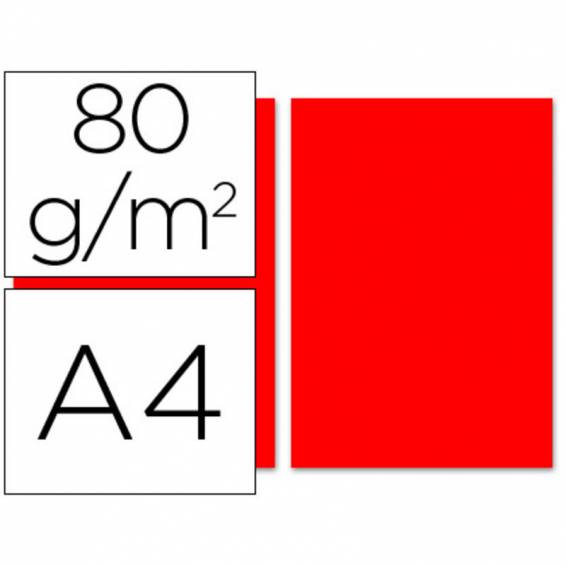 Papel color liderpapel a4 80g/m2 rojo paquete de 100