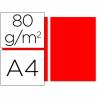 Papel color liderpapel a4 80g/m2 rojo paquete de 100 - PC58