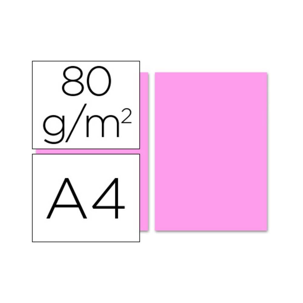 Papel color liderpapel a4 80g/m2 rosa paquete de 100