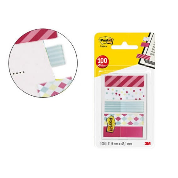 Banderitas separadoras post-it 684-can5-eu decoradas pequeñas 11,9 x 43,20 mm blister de 100 unidades