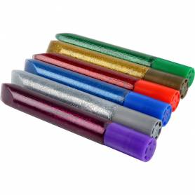 Purpurina pegamento liderpapel fantasia colores metalicos blister de 6 unidades de 10 gr