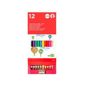 Lapices de colores liderpapel jumbo con sacapuntas caja de 12 colores