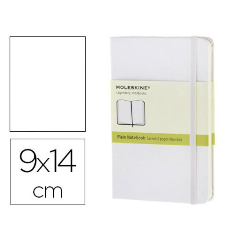 Libreta moleskine tapa dura liso 192 hojas color blanco cierre con goma 90x140 mm