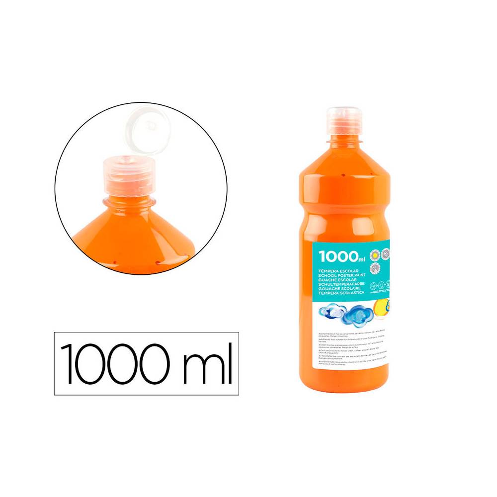Tempera liquida liderpapel escolar 1000 ml naranja
