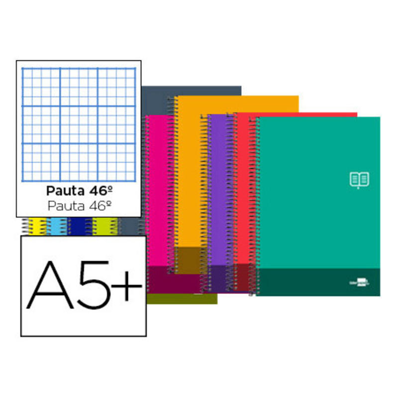 Cuaderno espiral liderpapel cuarto discover tapa blanda 80h 80 gr rayado nº 46 colores surtidos