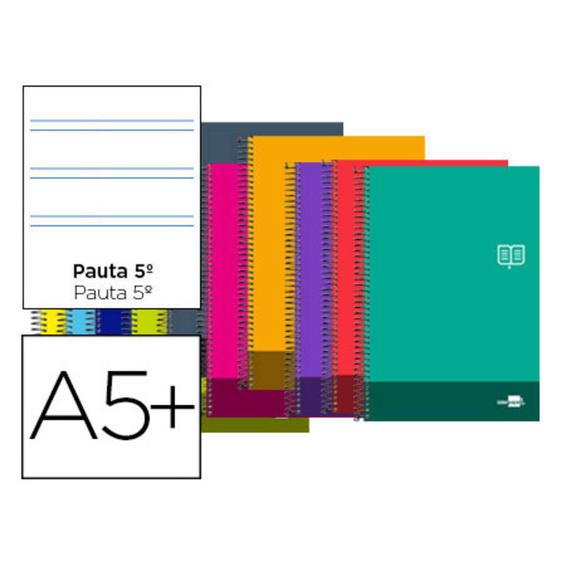 Cuaderno espiral liderpapel cuarto discover tapa blanda 80h 80 gr pauta estrecha 2,5mm con margen