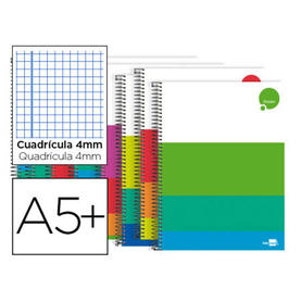 Cuaderno espiral liderpapel cuarto dream tapa dura 80h 80 gr cuadro 4mm con margen colores surtidos