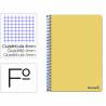 Cuaderno espiral liderpapel folio smart tapa blanda 80h 60gr cuadro 4mm con margen color amarillo - BF93