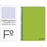 Cuaderno espiral liderpapel folio smart tapa blanda 80h 60gr cuadro 4mm con margen color verde - BF99