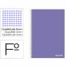 Cuaderno espiral liderpapel folio smart tapa blanda 80h 60gr cuadro 4mm con margen color violeta - BG03