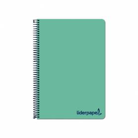 Cuaderno espiral liderpapel a4 wonder tapa plastico 80h 90gr cuadro 4mm con margen color verde
