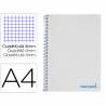 Cuaderno espiral liderpapel a4 wonder tapa plastico 80h 90gr cuadro 4mm con margen color gris - TH64