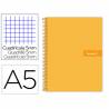 Cuaderno espiral liderpapel a5 micro crafty tapa forrada 120h 90 gr cuadro 5mm 5 bandas6 taladros color naranja - BJ13