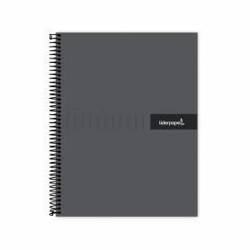 Cuaderno espiral liderpapel a5 micro crafty tapa forrada 120h 90 gr cuadro 5mm 5 bandas6 taladros color negro