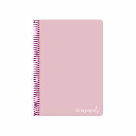 Cuaderno espiral liderpapel cuarto witty tapa dura 80h 75gr cuadro 4mm con margen color rosa