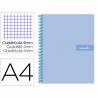 Cuaderno espiral liderpapel a4 crafty tapa forrada 80h 90 gr cuadro 4mm con margen color celeste - BF70