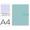 Cuaderno espiral liderpapel a4 crafty tapa forrada 80h 90 gr cuadro 4mm con margen color turquesa - BJ78