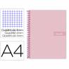 Cuaderno espiral liderpapel a4 crafty tapa forrada 80h 90 gr cuadro 4mm con margen color rosa - BJ80