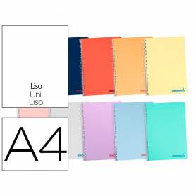 Cuaderno espiral liderpapel a4 wonder tapa plastico 80h 90 gr liso colores surtidos