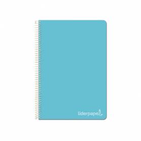Cuaderno espiral liderpapel folio witty tapa dura 80h 75gr cuadro 4mm con margen color celeste