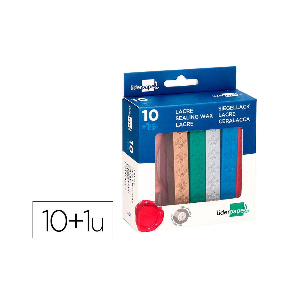 Lacre liderpapel con sello de carta juego de 10 barras colores surtidos