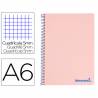 Cuaderno espiral liderpapel a6 micro wonder tapa plastico 120h 90 gr cuadro 5mm 4 bandas color rosa - BD11
