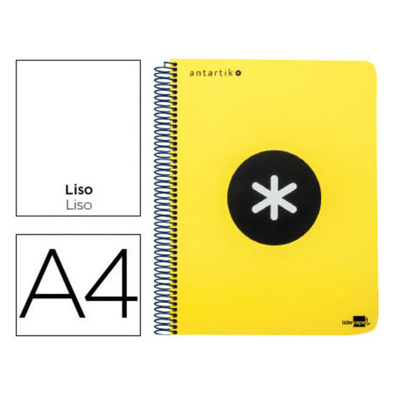 Cuaderno espiral liderpapel a4 micro antartik tapa plastico 120h 100 gr liso con bandas 4 taladros amarillo