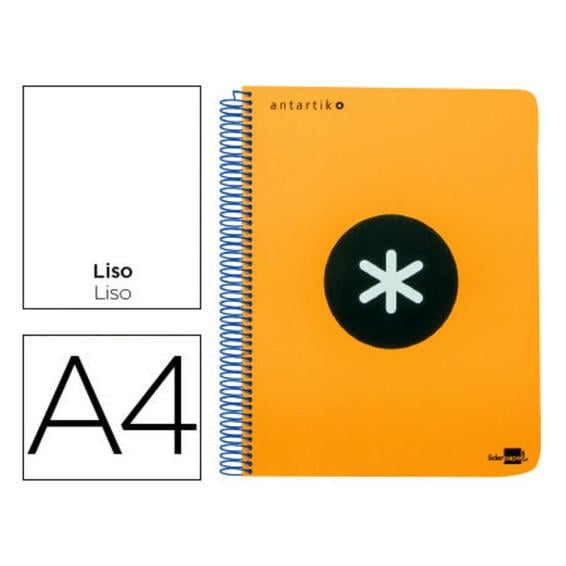 Cuaderno espiral liderpapel a4 micro antartik tapa plastico 120h 100 gr liso con bandas 4 taladros naranja