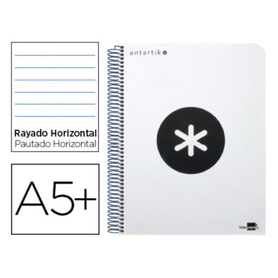 Cuaderno espiral liderpapel cuarto antartik tapa plastico 80h 100 gr horizontal con margen blanco