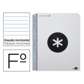 Cuaderno espiral liderpapel folio antartik tapa plastico 80h 100 gr horizontal con margen color blanco